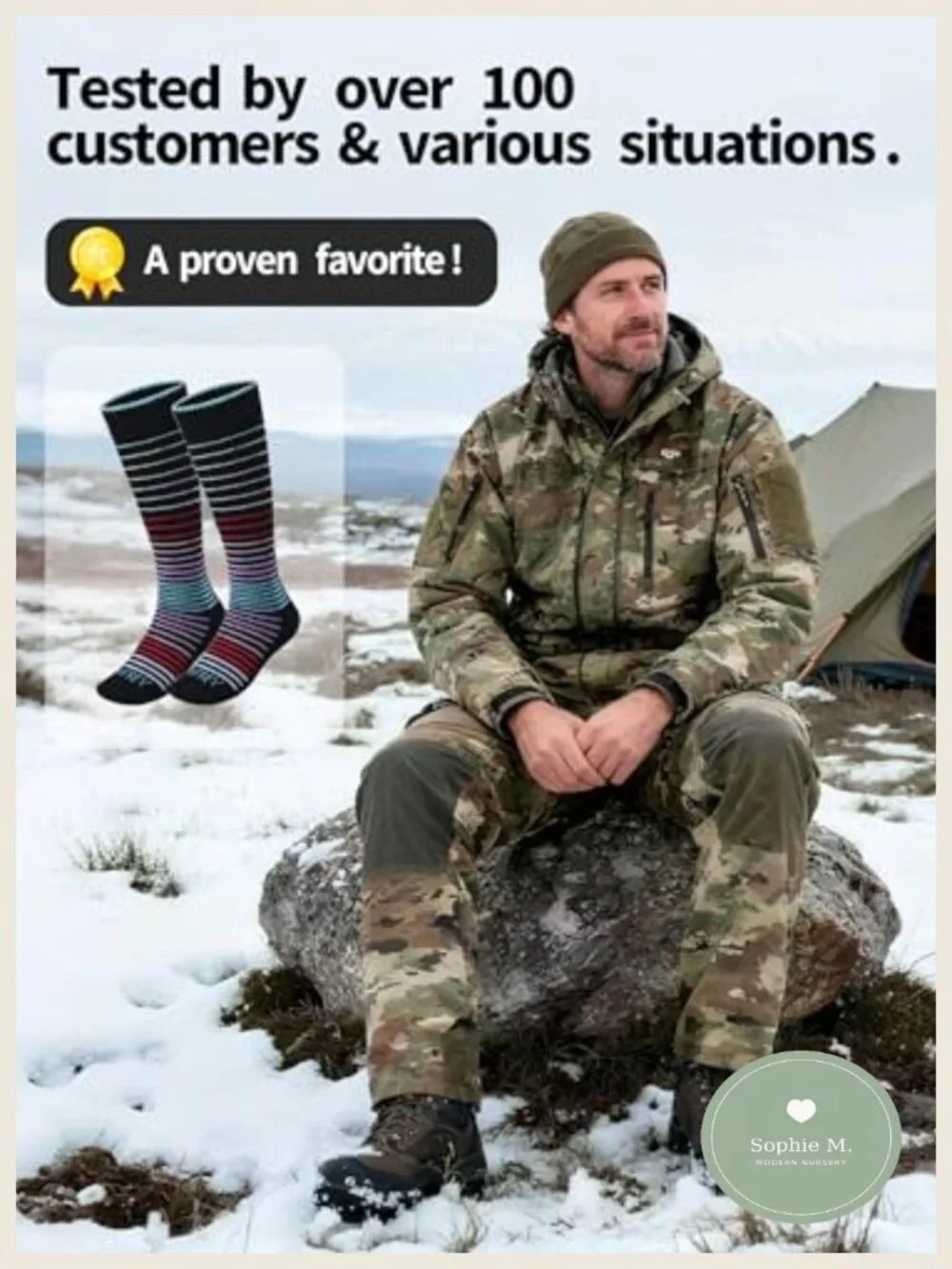 Over-The-Calf Alpaca Wool Boot Socks Thermal Winter Hiking
